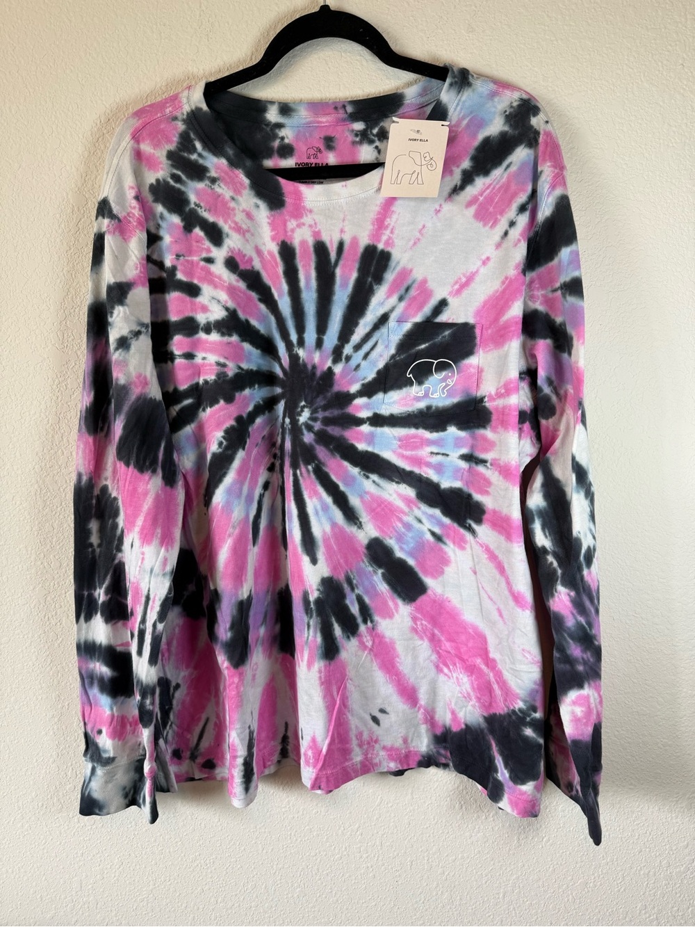 Ivory Ella Swirl Tie-Dye Long Sleeve Tee Size 2X NWT Pink Black Blue Organic Cot
